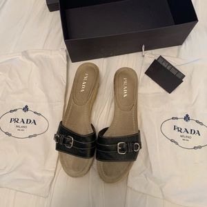 Prada Wedge with black leather slide, size 38